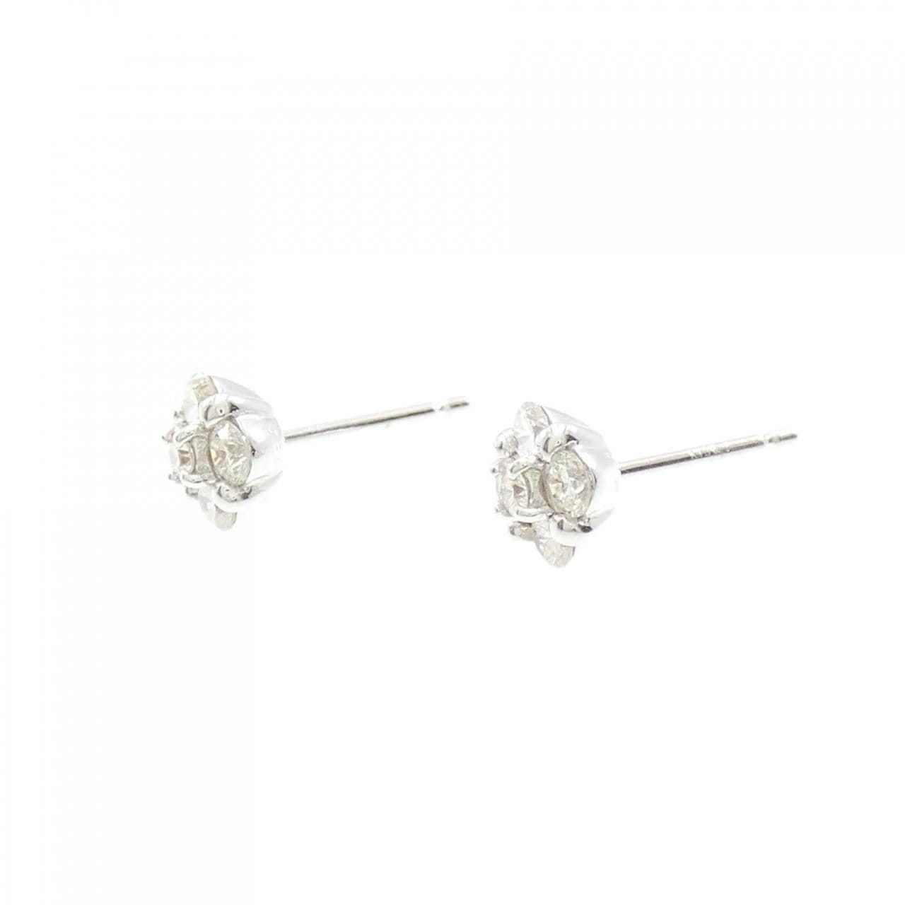 K18WG Flower Diamond Earrings 0.90CT