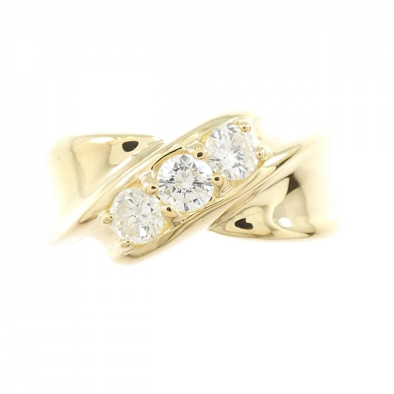K18YG スリーストーン ダイヤモンド リング 0.38CT