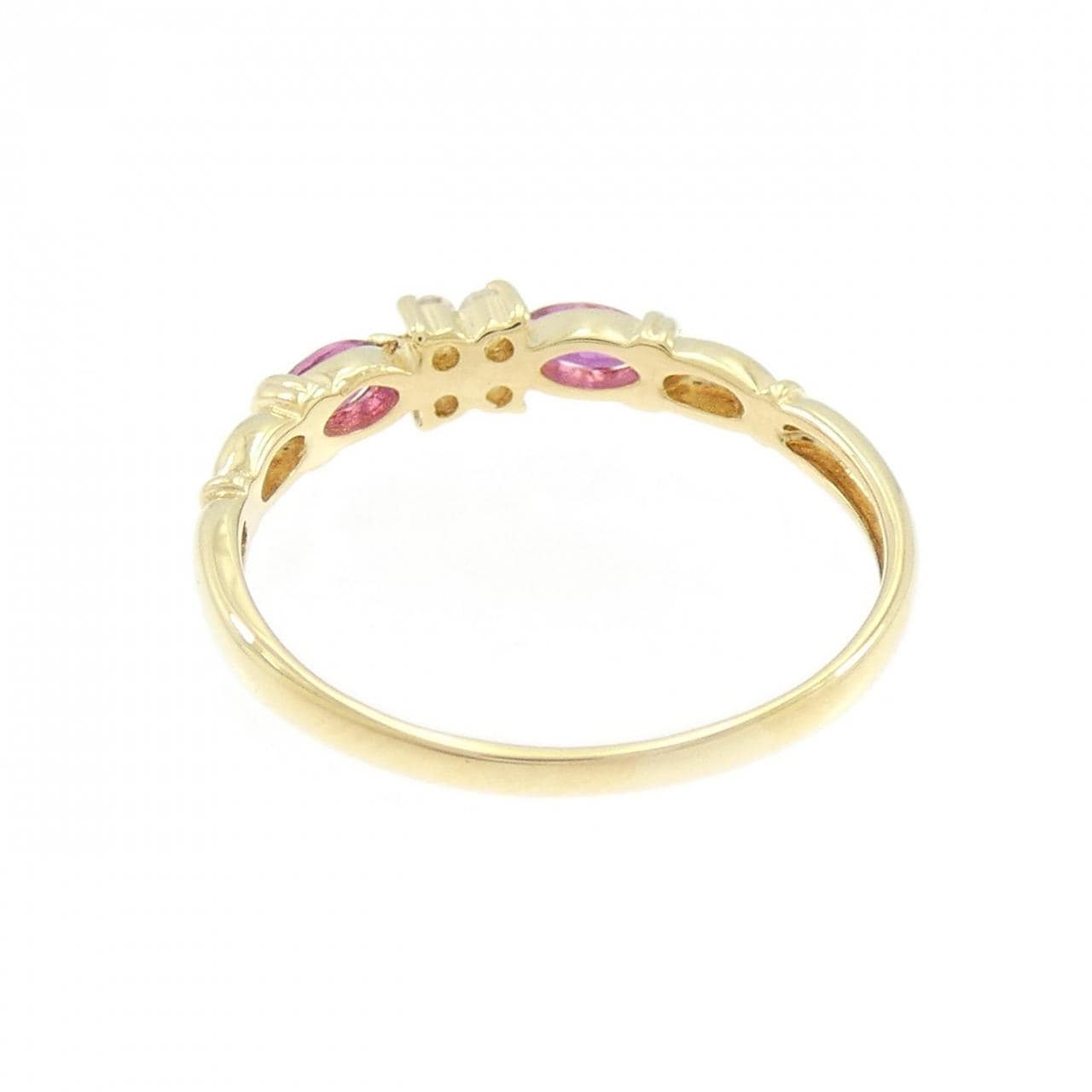 K18YG フラワー ルビー リング