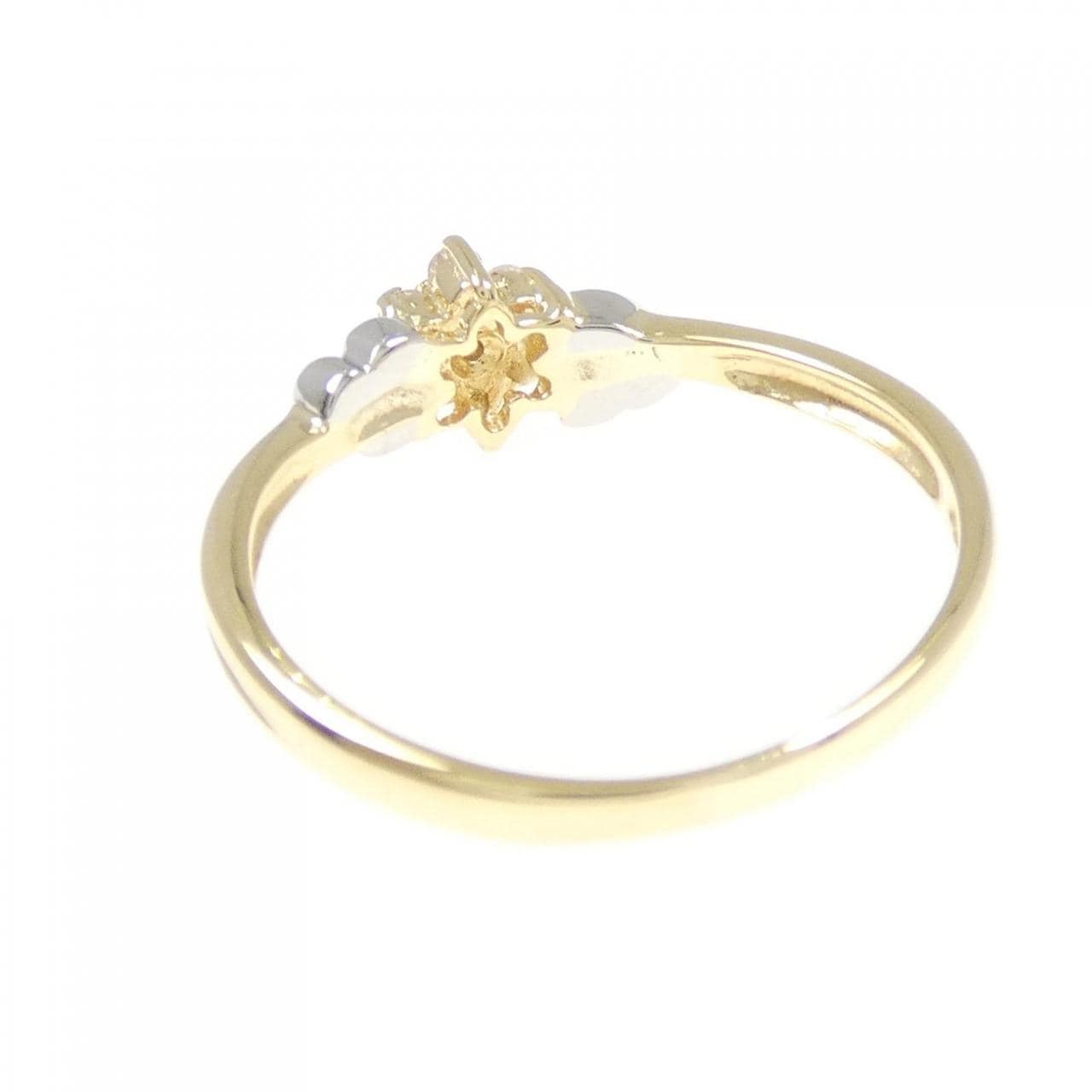K18YG/PT850 フラワー ダイヤモンド リング 0.10CT