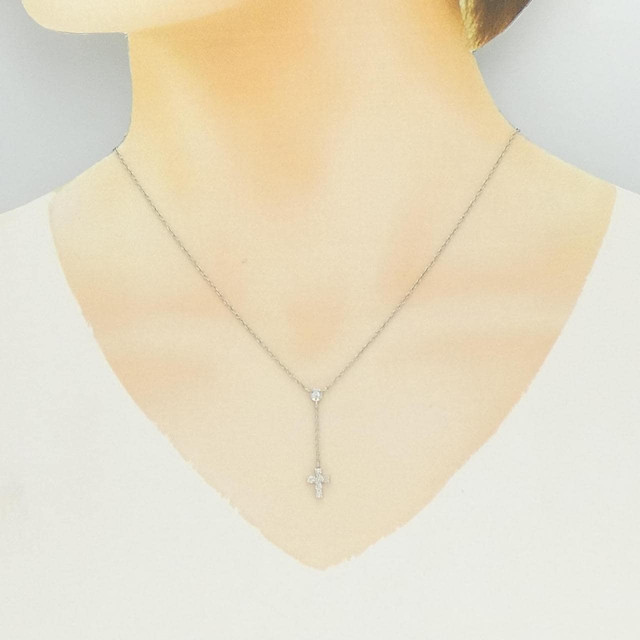 PT900/PT850 クロス ダイヤモンド ネックレス 0.20CT