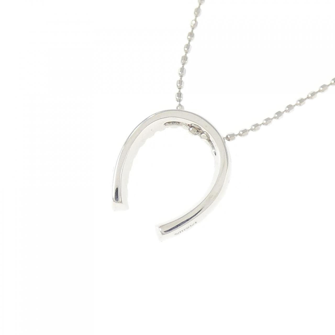 K18WG ホースシュー ダイヤモンド ネックレス 0.19CT