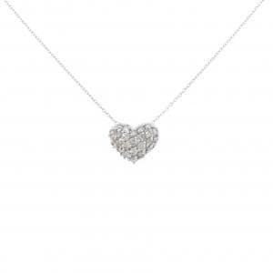 K18WG パヴェ ハート ダイヤモンド ネックレス 0.5CT