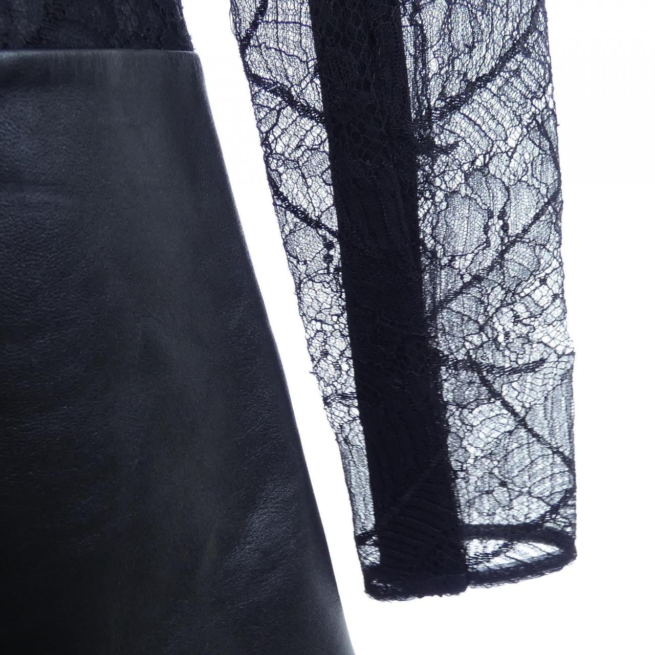 LOUIS VUITTON羽毛蕾絲皮革襯衫 FMLD94NN4 連身裙