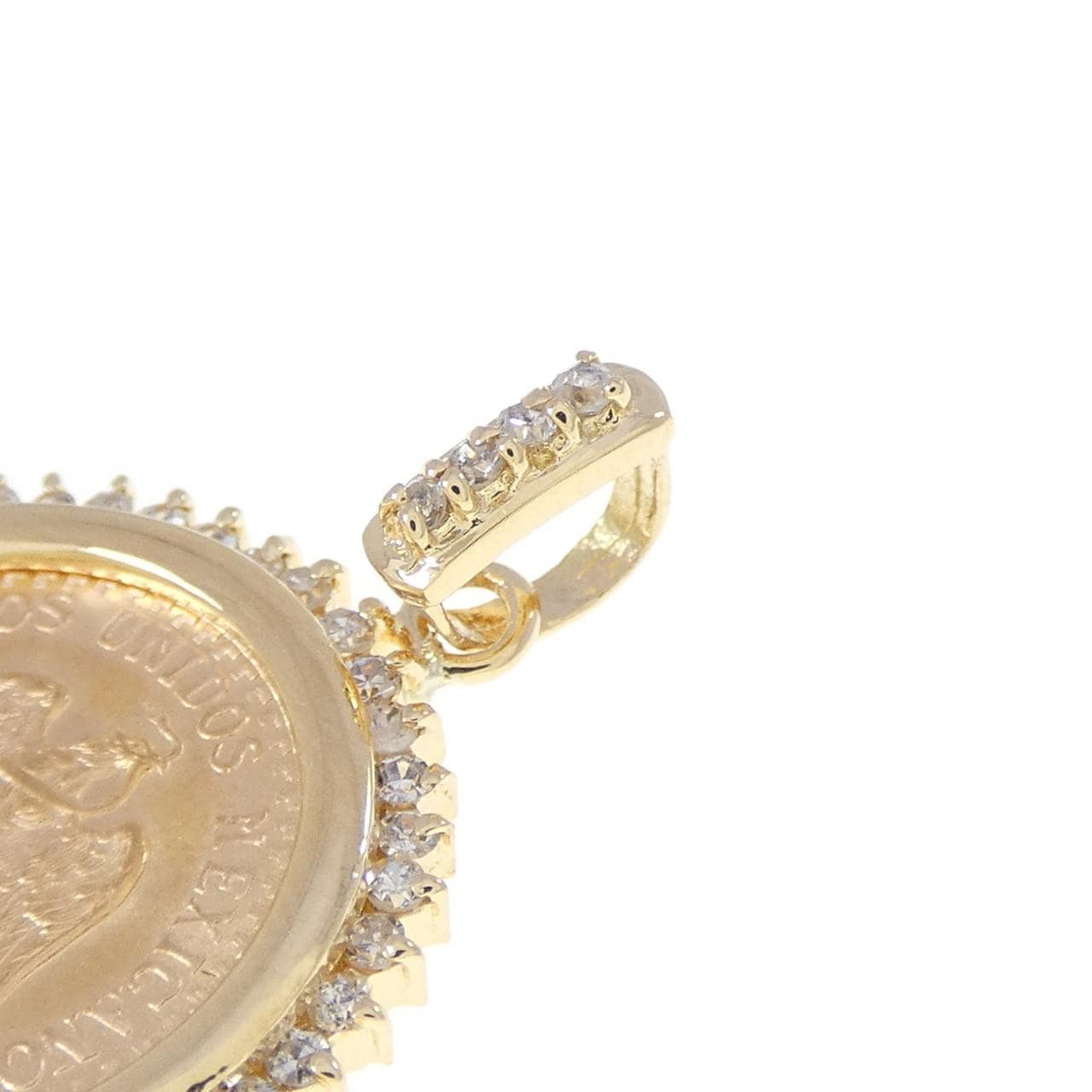 K18YG(枠) ダイヤモンド コイン ペンダント 0.26CT