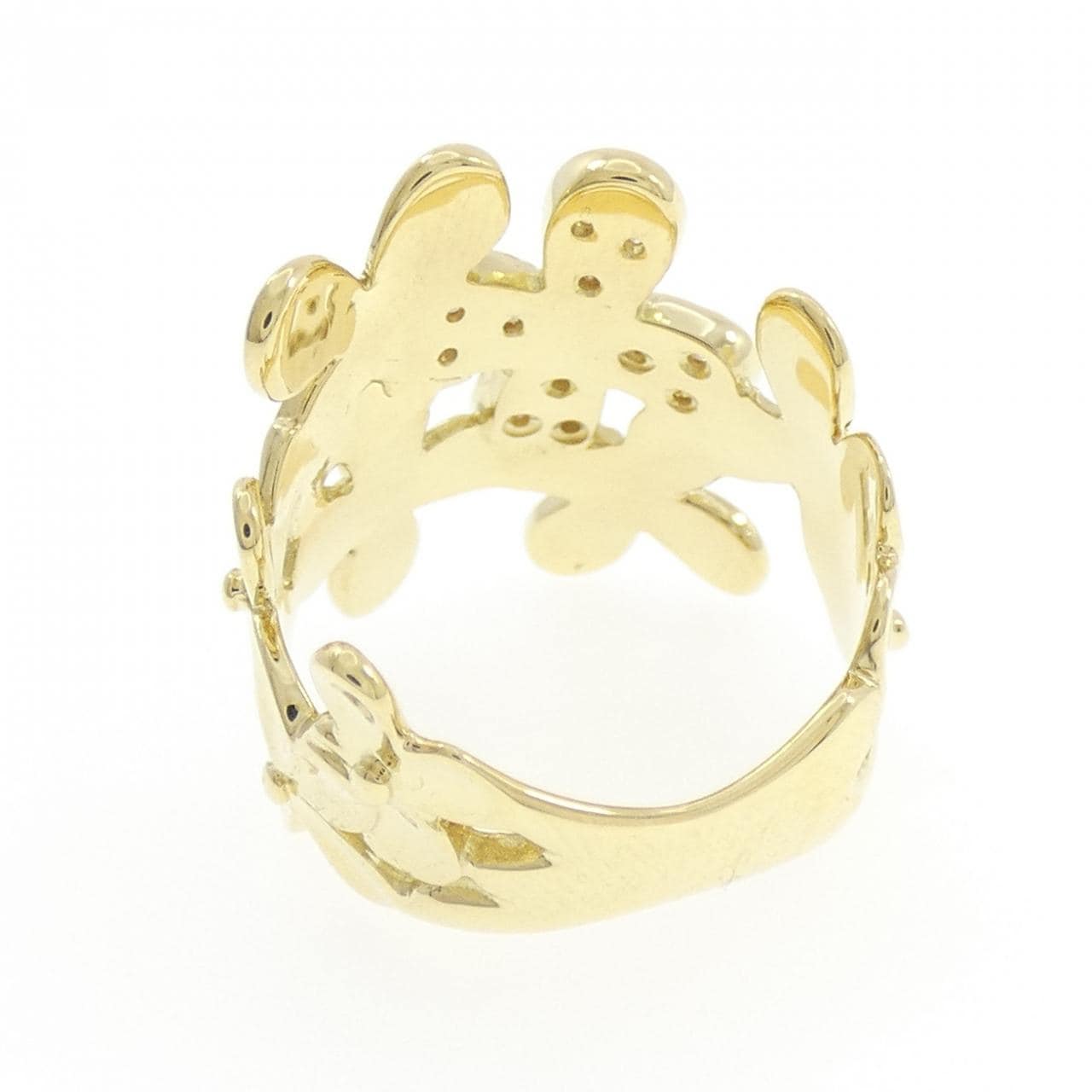 K18YG フラワー ダイヤモンド リング 0.12CT