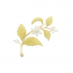 K18YG フラワー ダイヤモンド ブローチ 1.13CT