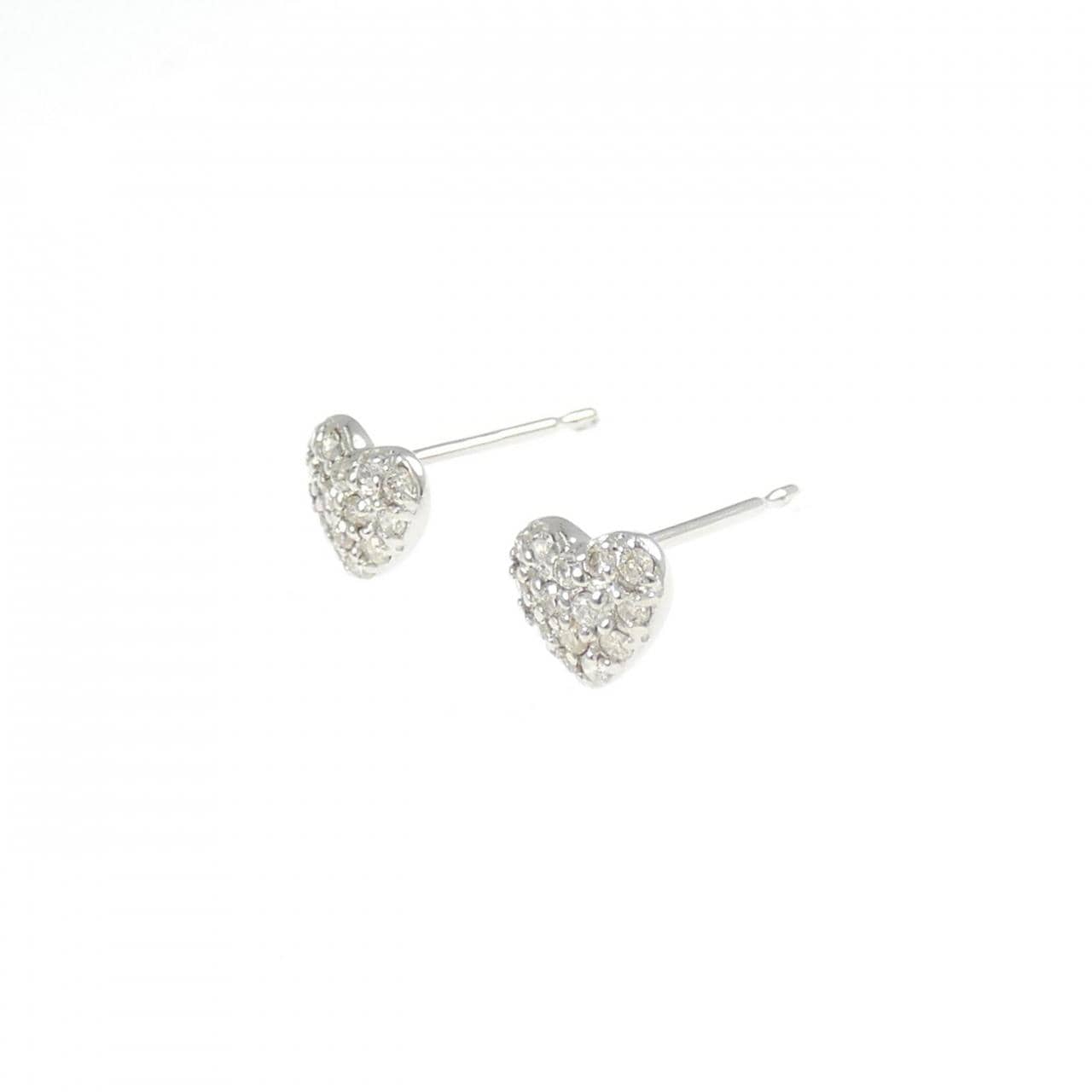 K18WG ハート ダイヤモンド ピアス 0.2CT