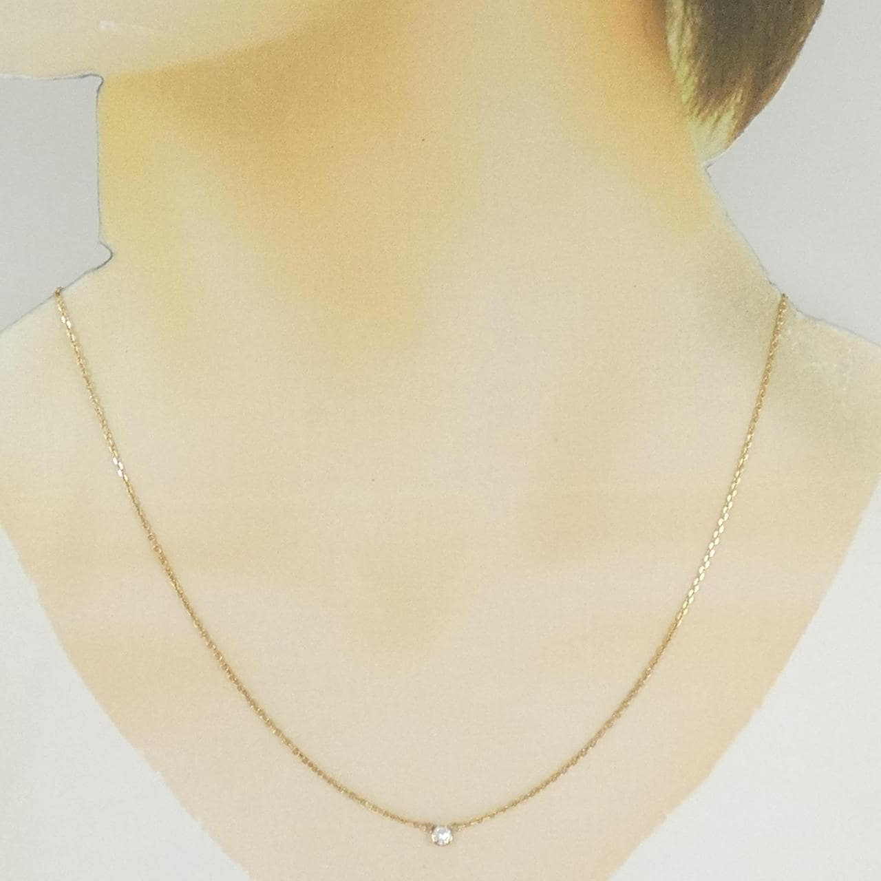 K18YG ソリティア ダイヤモンド ネックレス 0.12CT