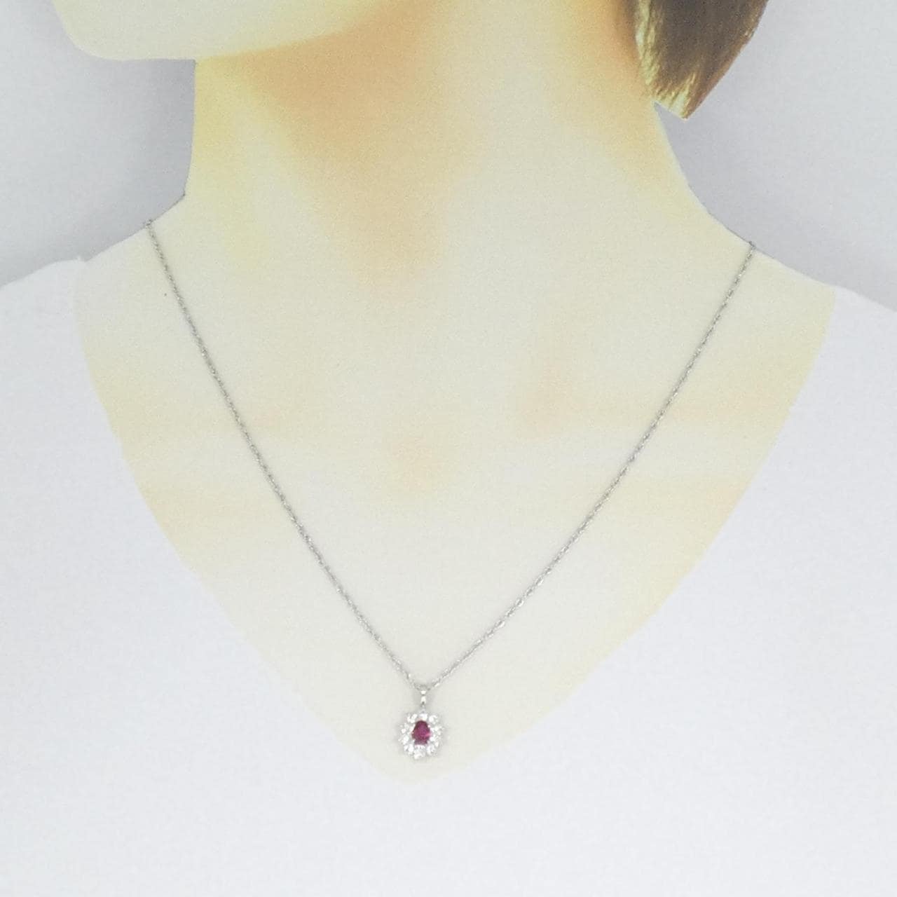 PT900/PT850 ルビー ネックレス 0.51CT