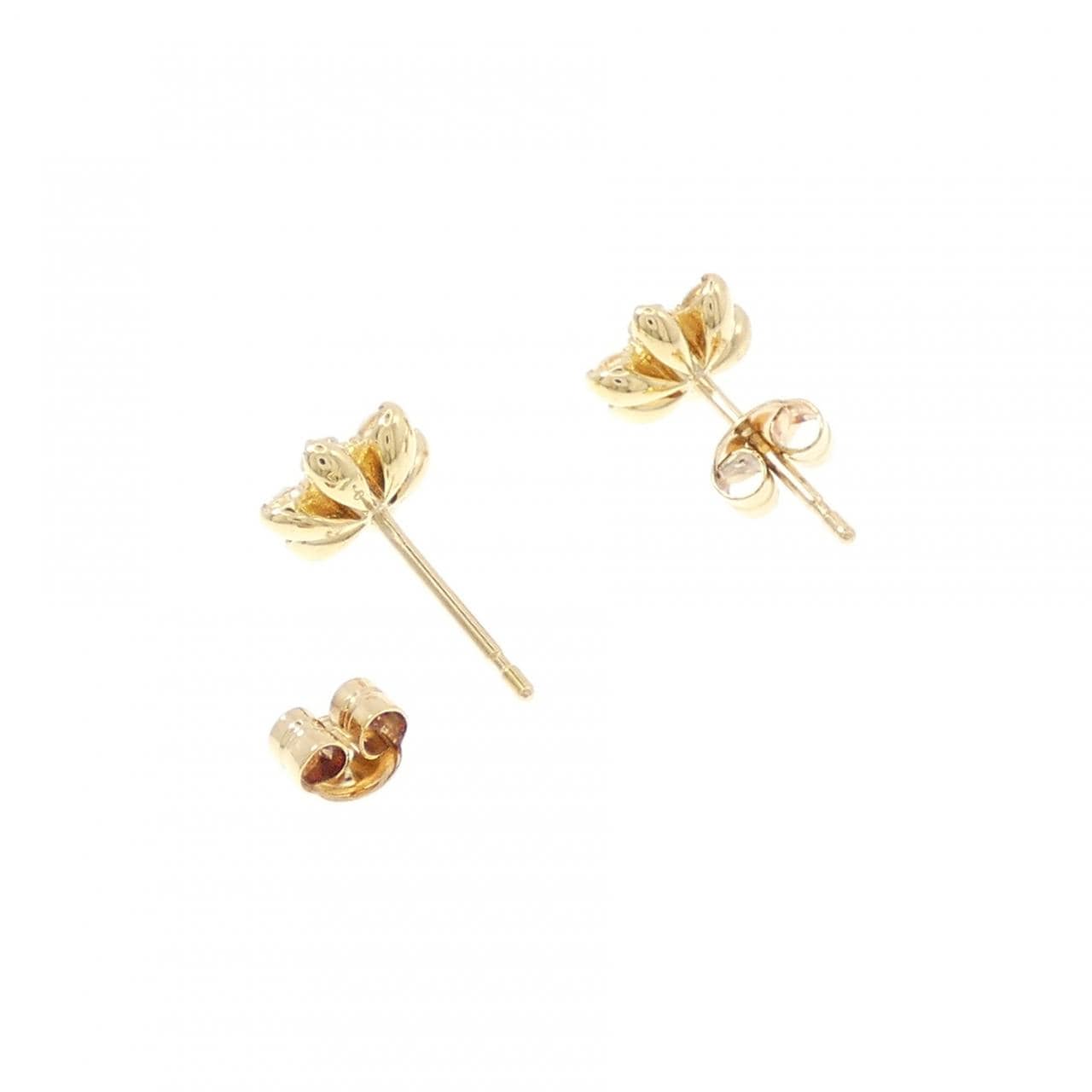K18YG フラワー ダイヤモンド ピアス 0.34CT