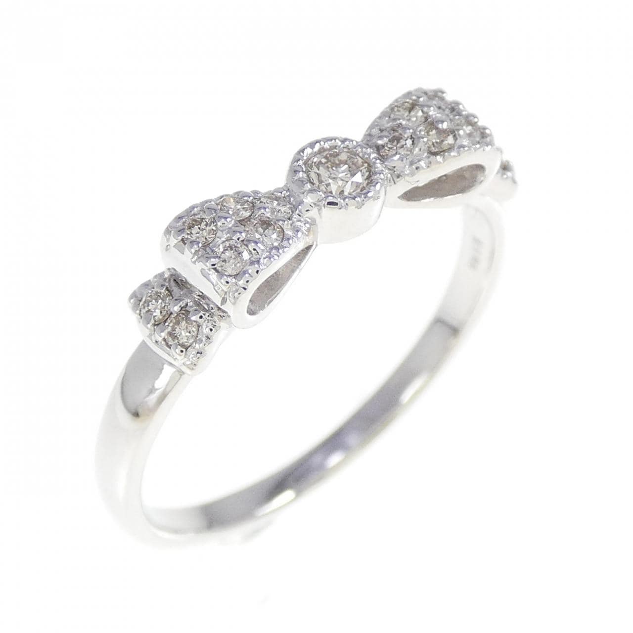 K18WG リボン ダイヤモンド リング 0.20CT