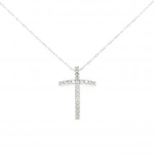K18WG クロス ダイヤモンド ネックレス 0.21CT