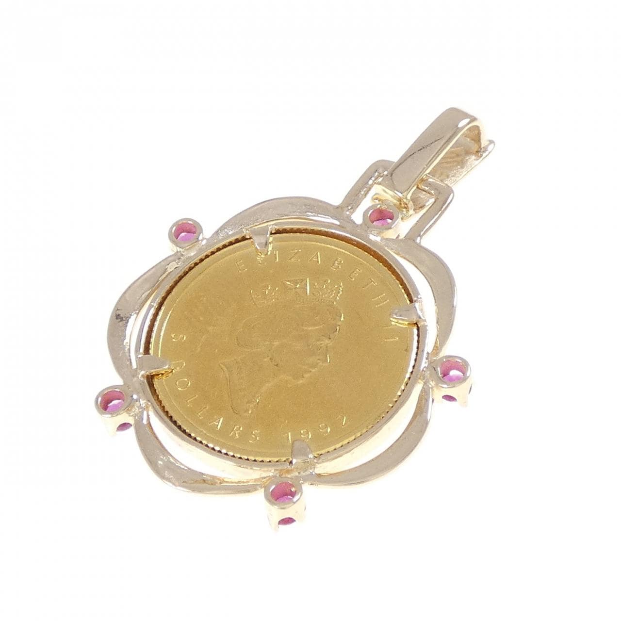 14K(枠) ルビー コイン ペンダント