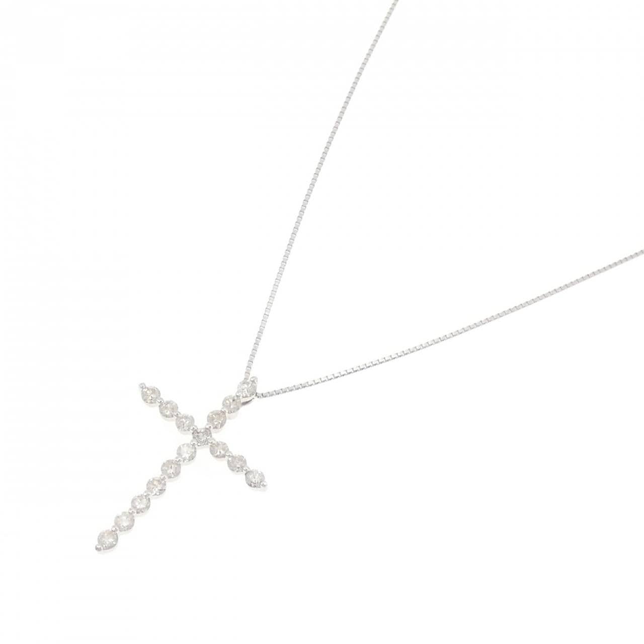 K18WG クロス ダイヤモンド ネックレス 1.00CT