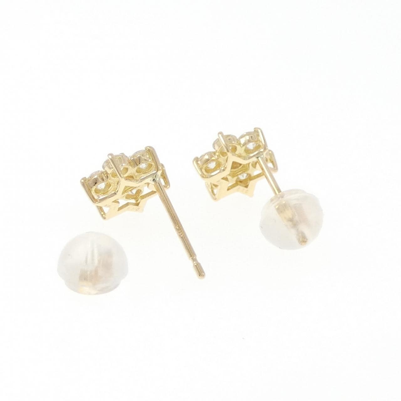 [再加工款] K18YG 花形钻石耳环 0.60CT