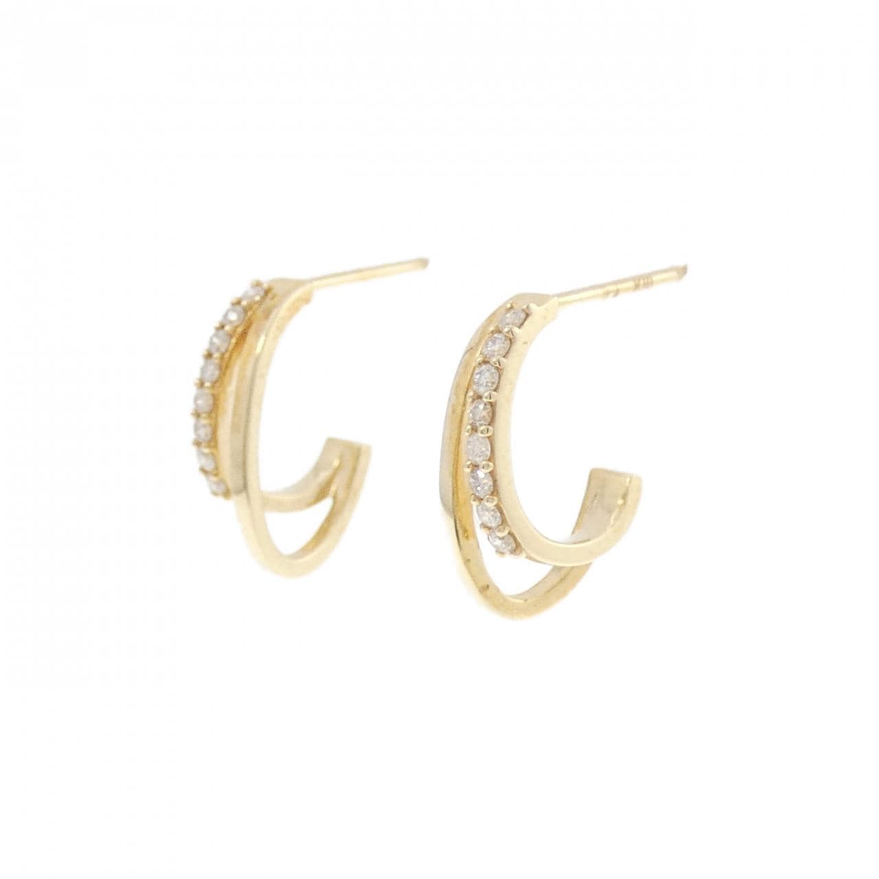 【新品】K10YG ダイヤモンド ピアス 0.08CT