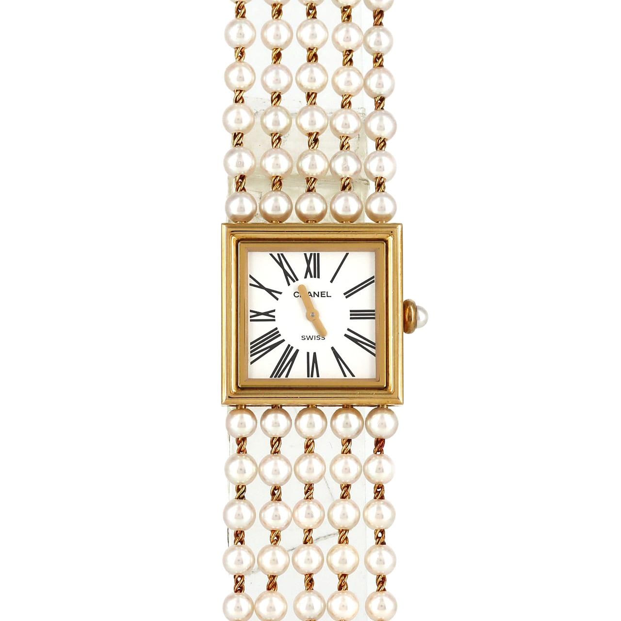 シャネル マドモアゼル YG･パールブレス Mサイズ H0007 YG クォーツ