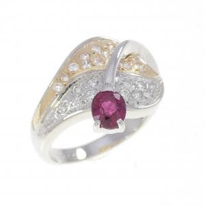 PT900/K18YG ルビー リング 0.45CT