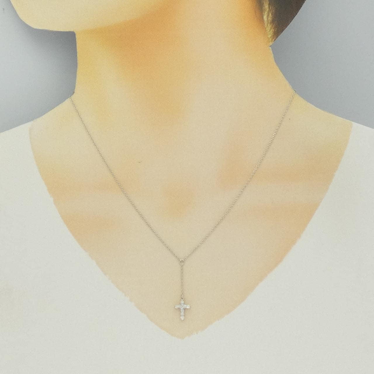 PT900/PT850 クロス ダイヤモンド ネックレス 0.16CT