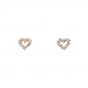 K18PG ハート ダイヤモンド ピアス 0.16CT