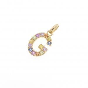 【新品】K18YG イニシャルG サファイヤ ペンダント 0.24CT