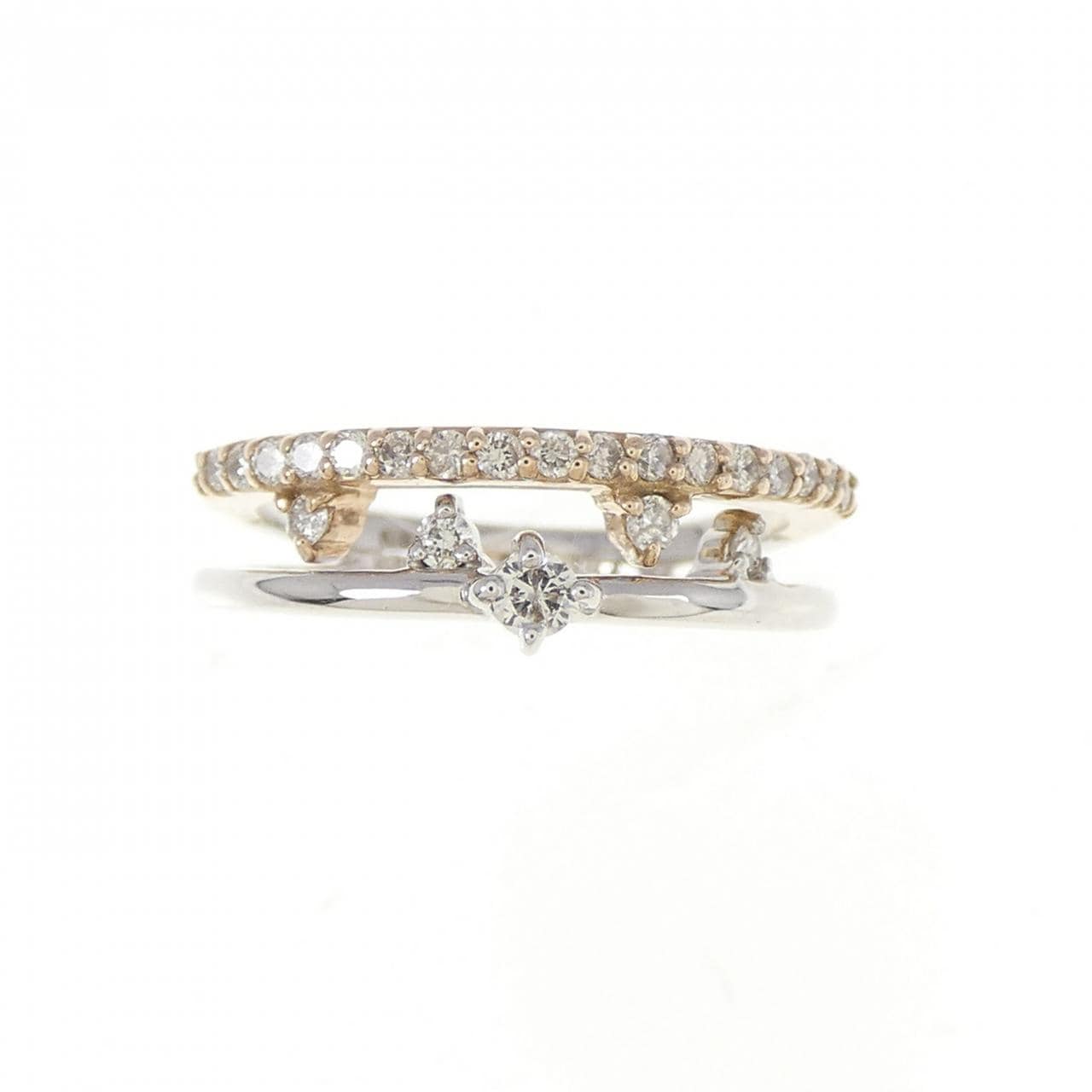 K18WG/K18PG ダイヤモンド ピンキーリング 0.16CT