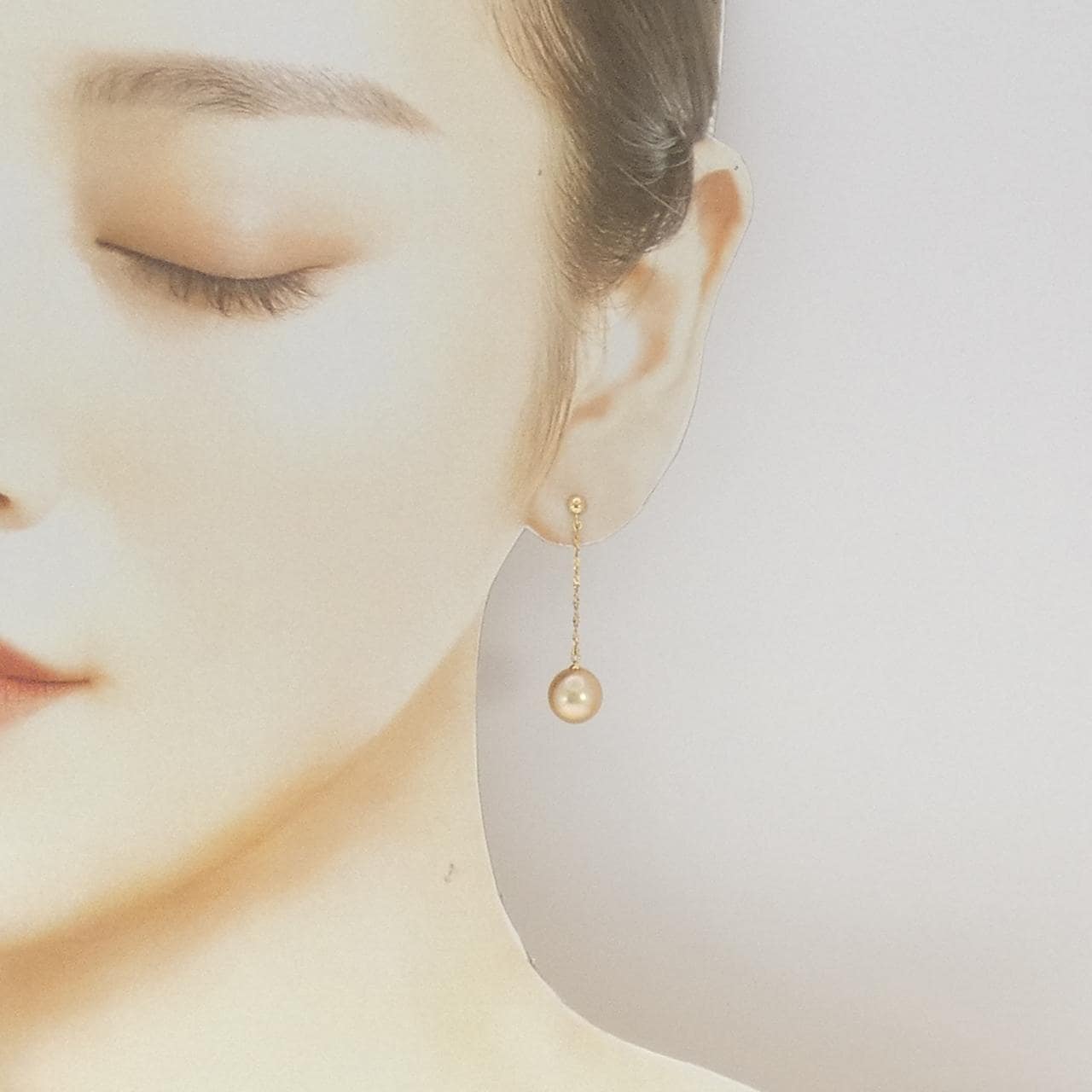 K18YG 白蝶パール ピアス 8.8mm