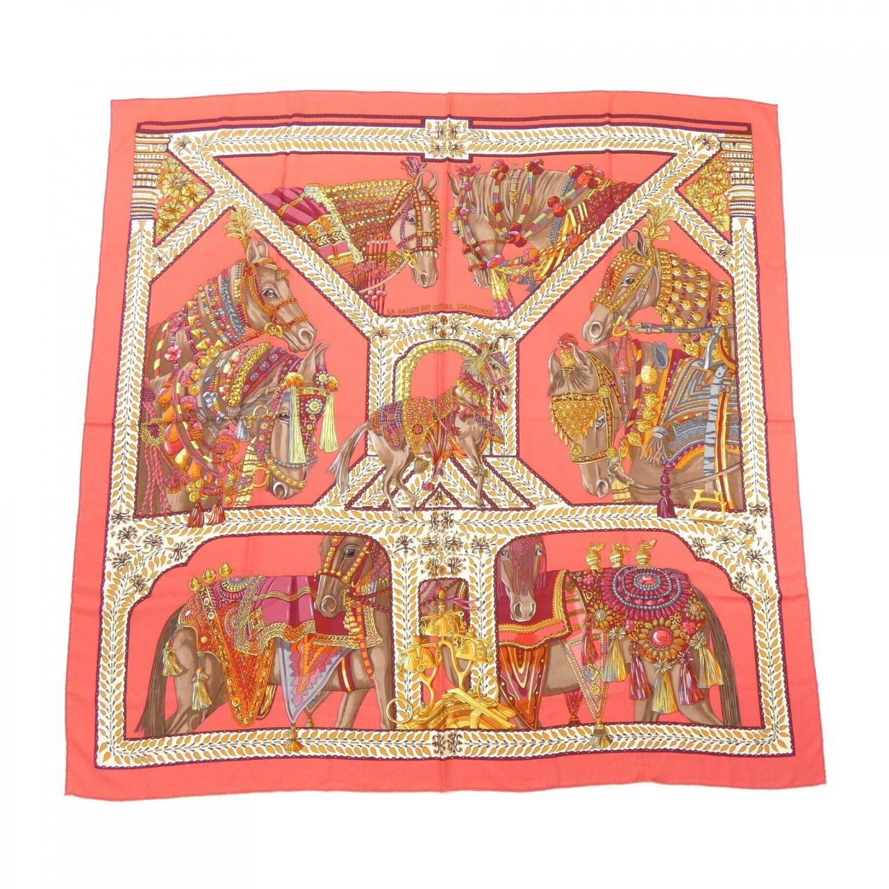 エルメス HERMES LA DANSE DU CHEVAL MARWARI カレジェアン140. ショール