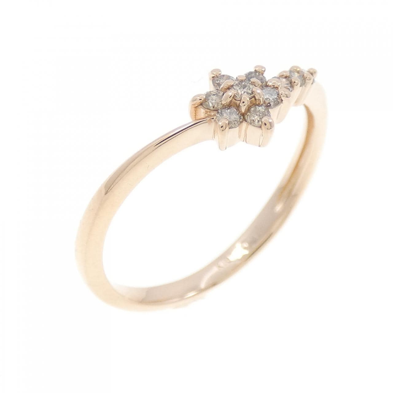 K10PG フラワー ダイヤモンド リング 0.12CT