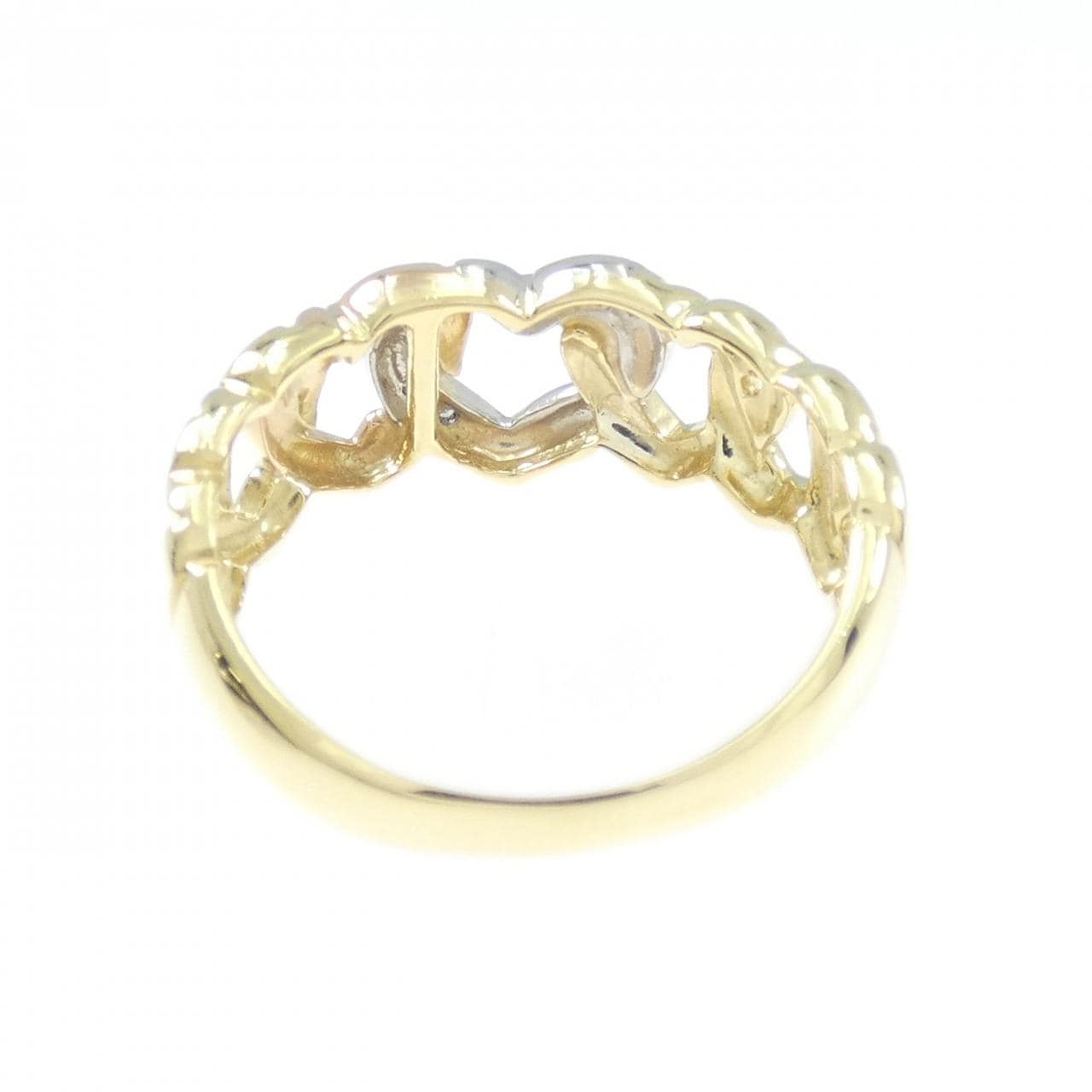 K18YG/PT900/K18PG ハート ダイヤモンド リング 0.02CT