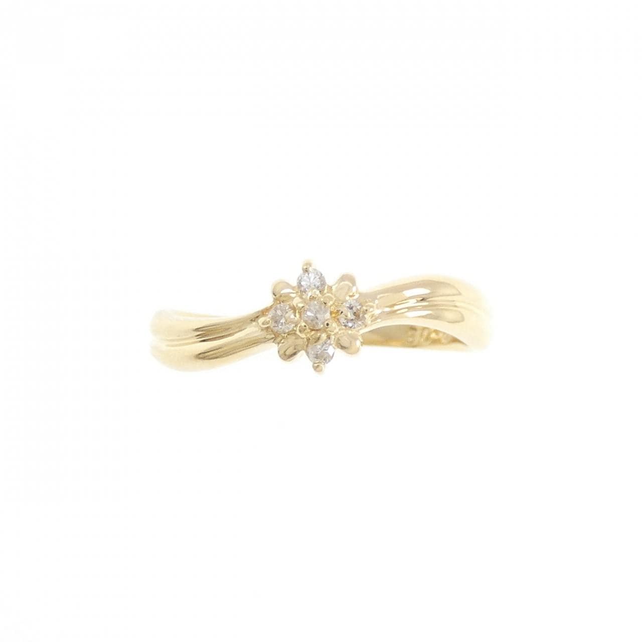 K18YG フラワー ダイヤモンド リング 0.05CT