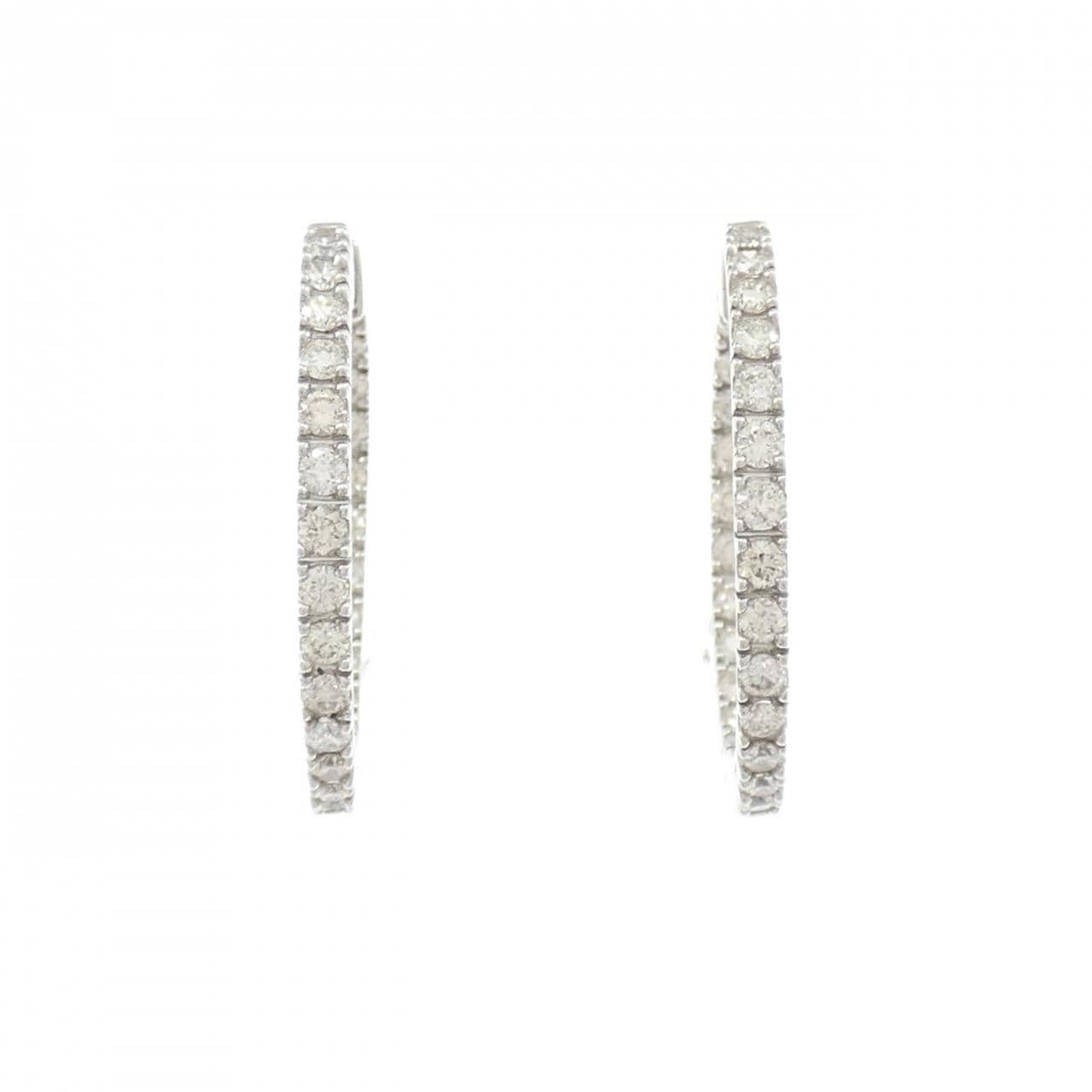 K18WG フープ ダイヤモンド ピアス 2.00CT