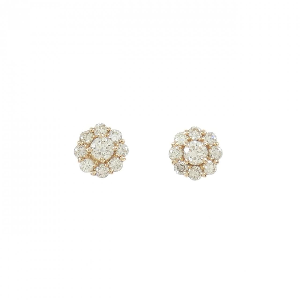 [BRAND NEW] K18PG Flower Diamond Earrings 0.30CT