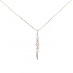 K18PG スリーストーン ダイヤモンド ネックレス 0.30CT