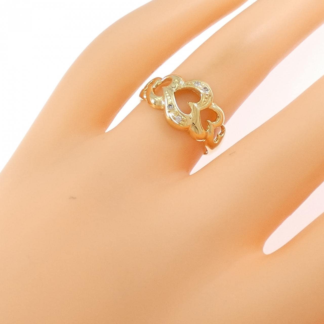 K18YG ハート ダイヤモンド リング 0.03CT