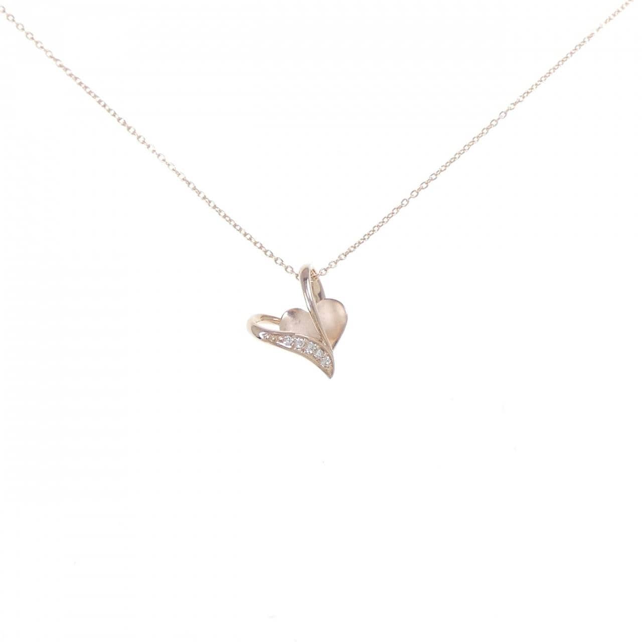 K10PG ハート ダイヤモンド ネックレス 0.03CT