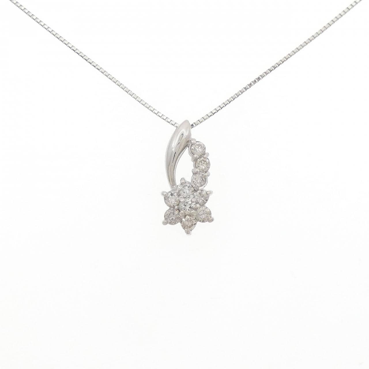 PT900/PT850 フラワー ダイヤモンド ネックレス 0.50CT