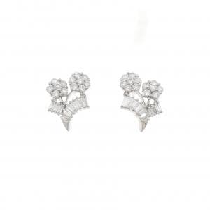 K18WG フラワー ダイヤモンド ピアス 0.99CT