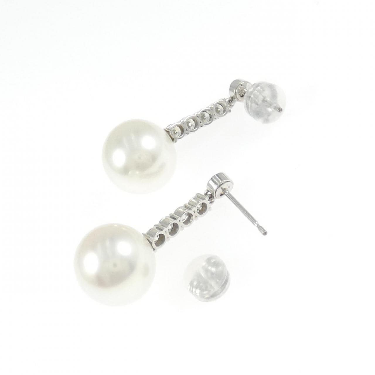 K18WG 白蝶パール ピアス 10.7mm