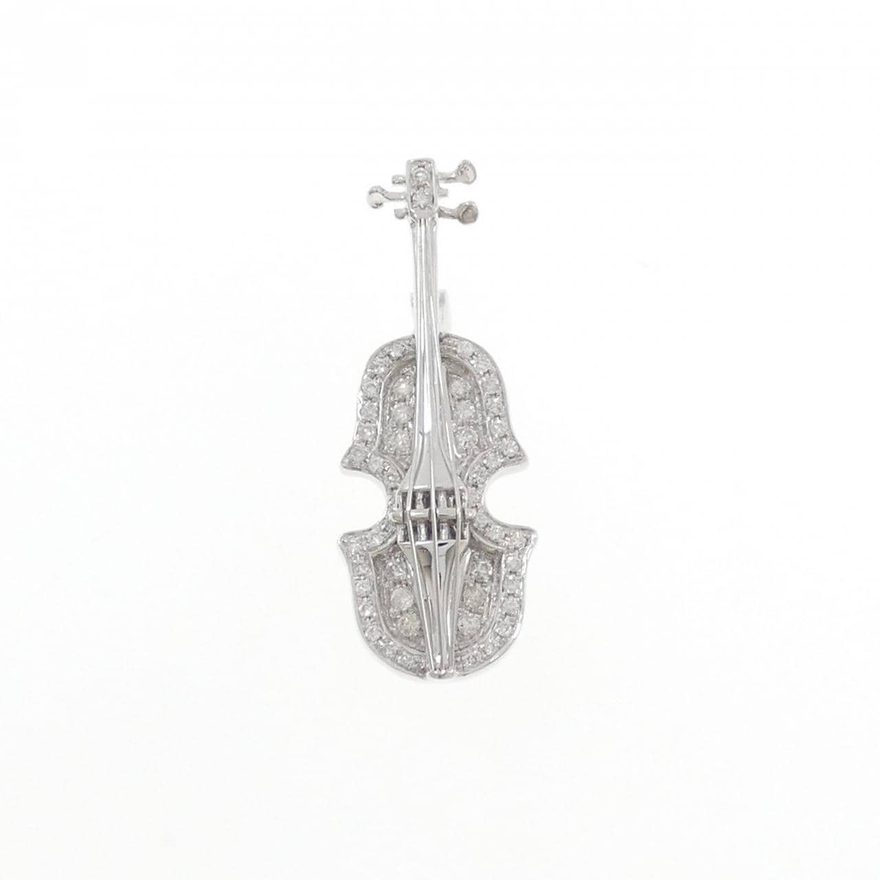 K18WG ダイヤモンド ブローチ 0.25CT