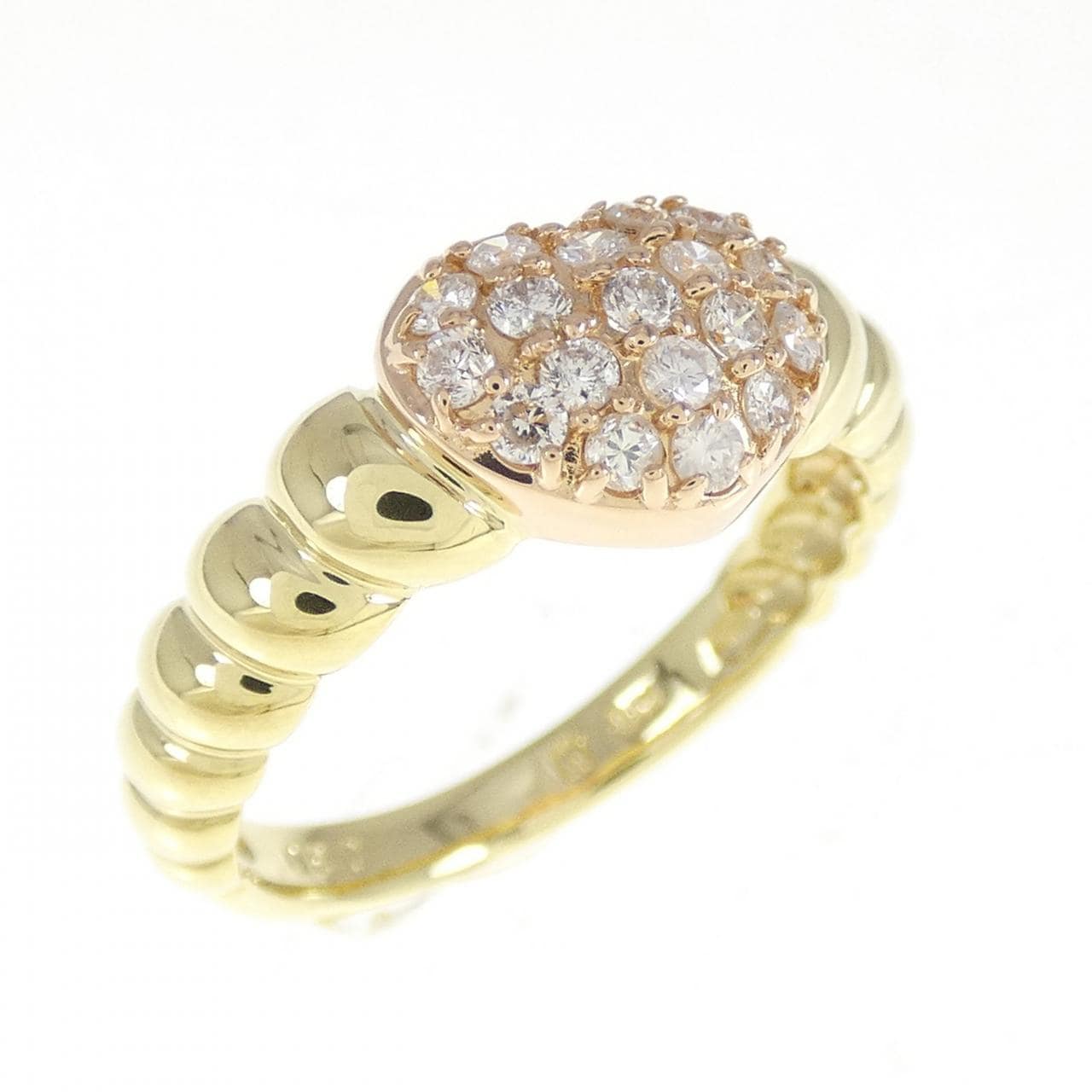 K18YG/K18PG ハート ダイヤモンド リング 0.30CT