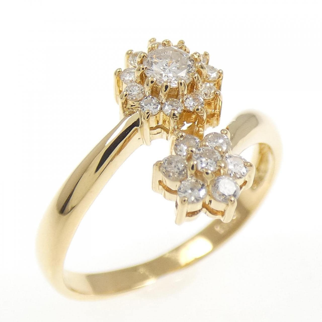 K18YG花朵钻石戒指0.28CT