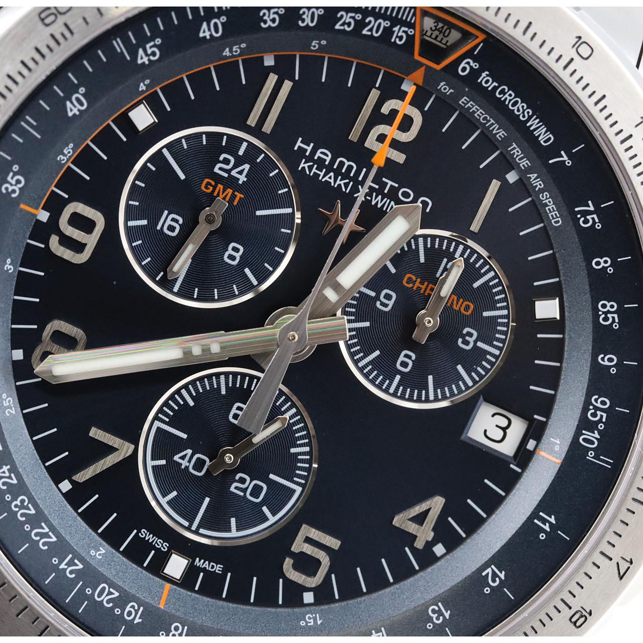 【新品】ハミルトン カーキアビエーションX-WIND GMTクロノ H779220/H77922141 SS クォーツ