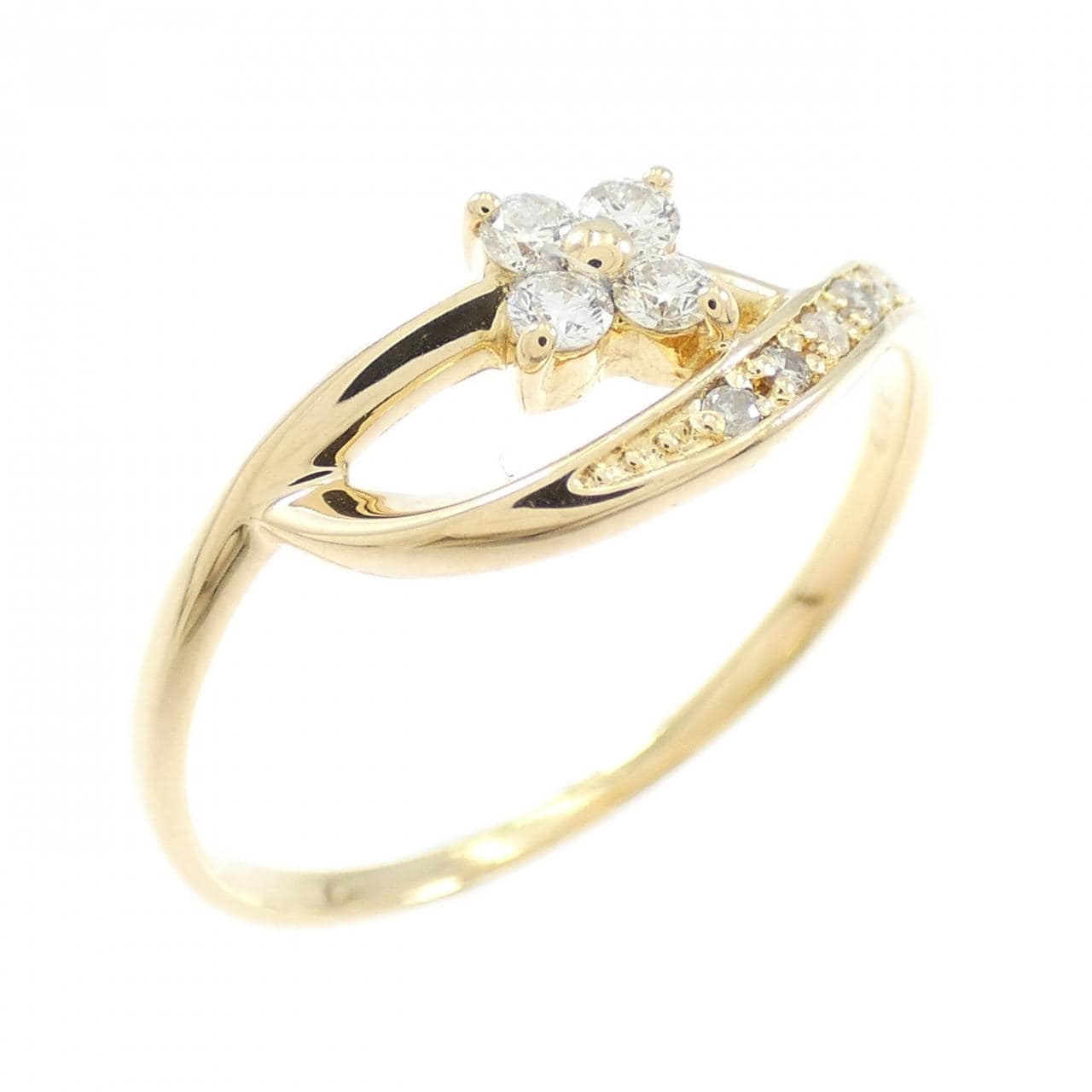K18YG フラワー ダイヤモンド リング 0.15CT