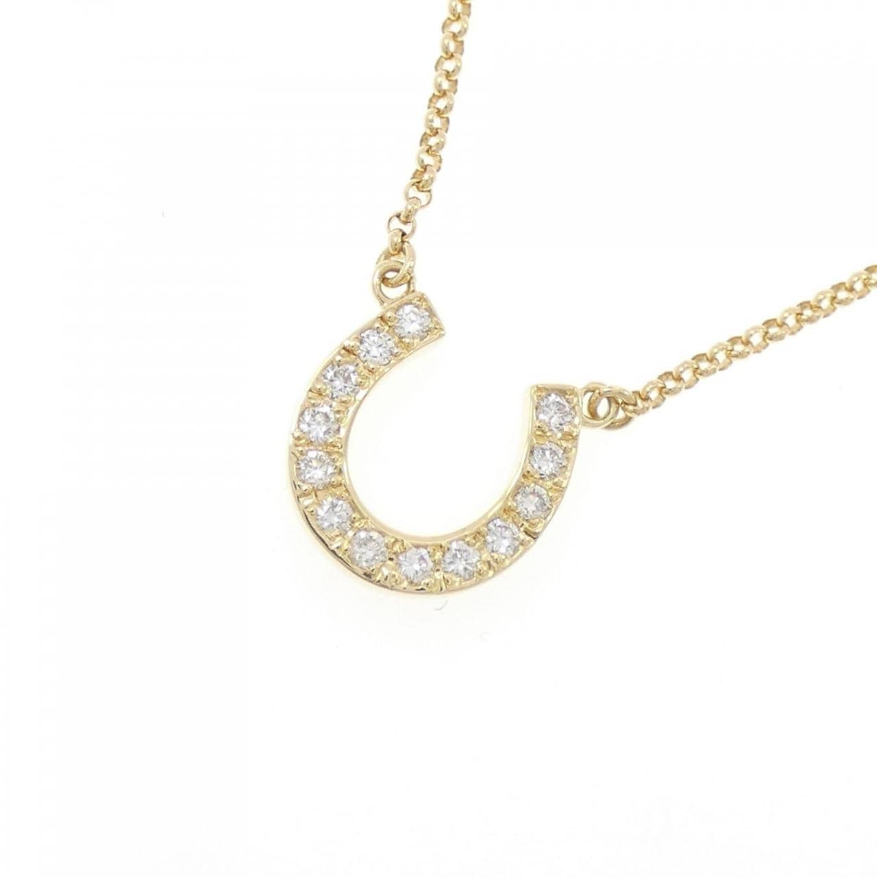 K18YG ホースシュー ダイヤモンド ネックレス 0.19CT