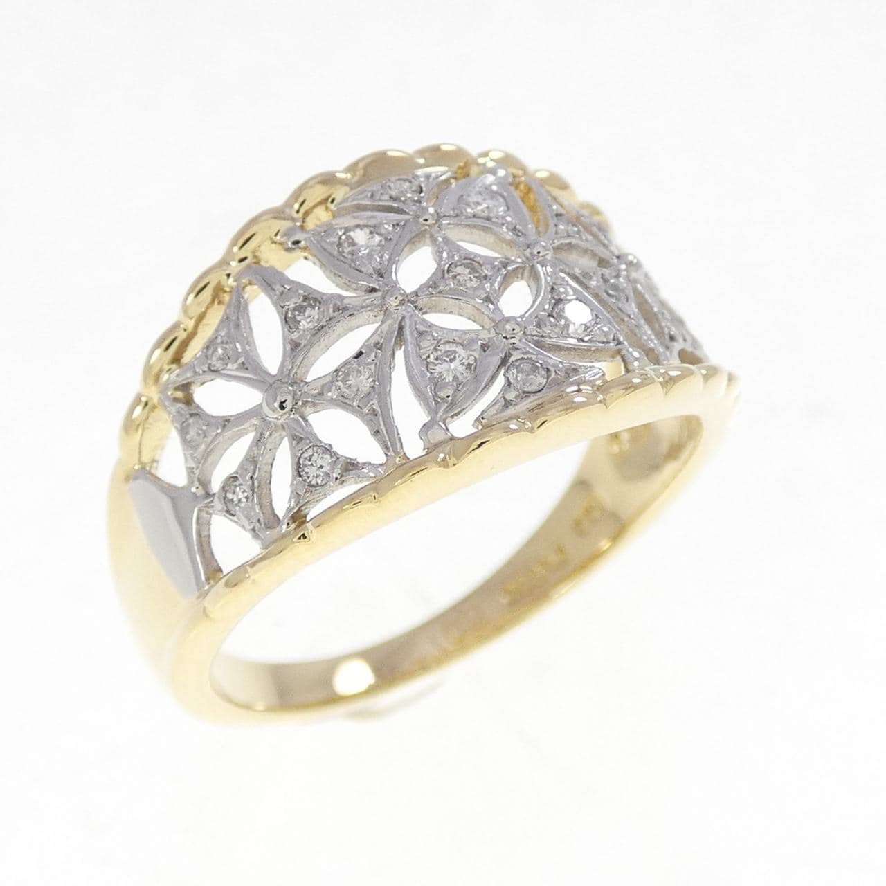 K18YG/PT900 ダイヤモンド リング 0.12CT