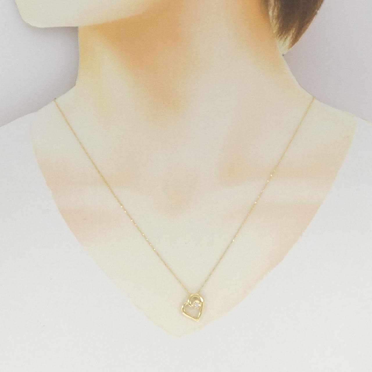 K18YG ハート ダイヤモンド ネックレス 0.05CT