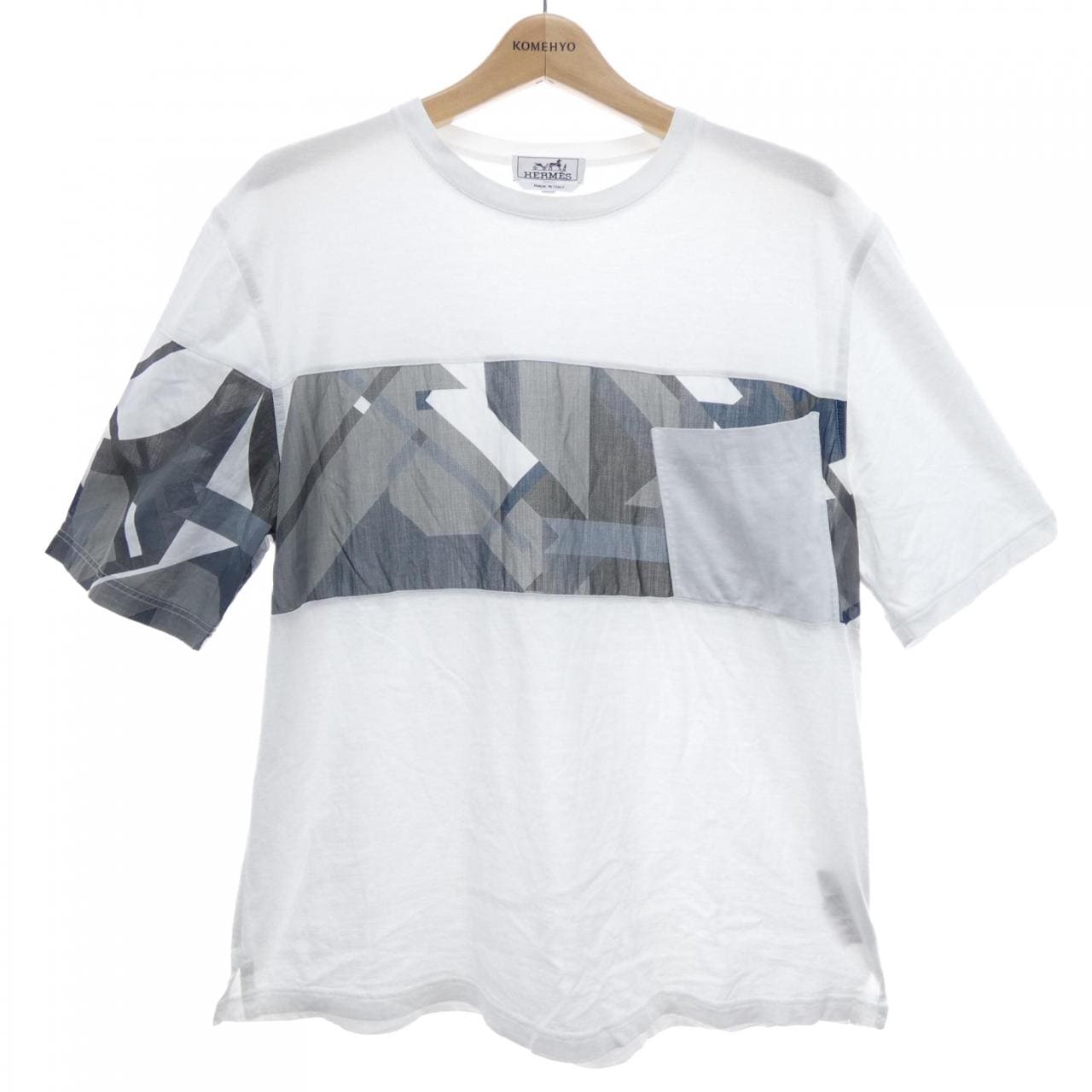 エルメス HERMES プリントストライプポケット *31-5758. Tシャツ