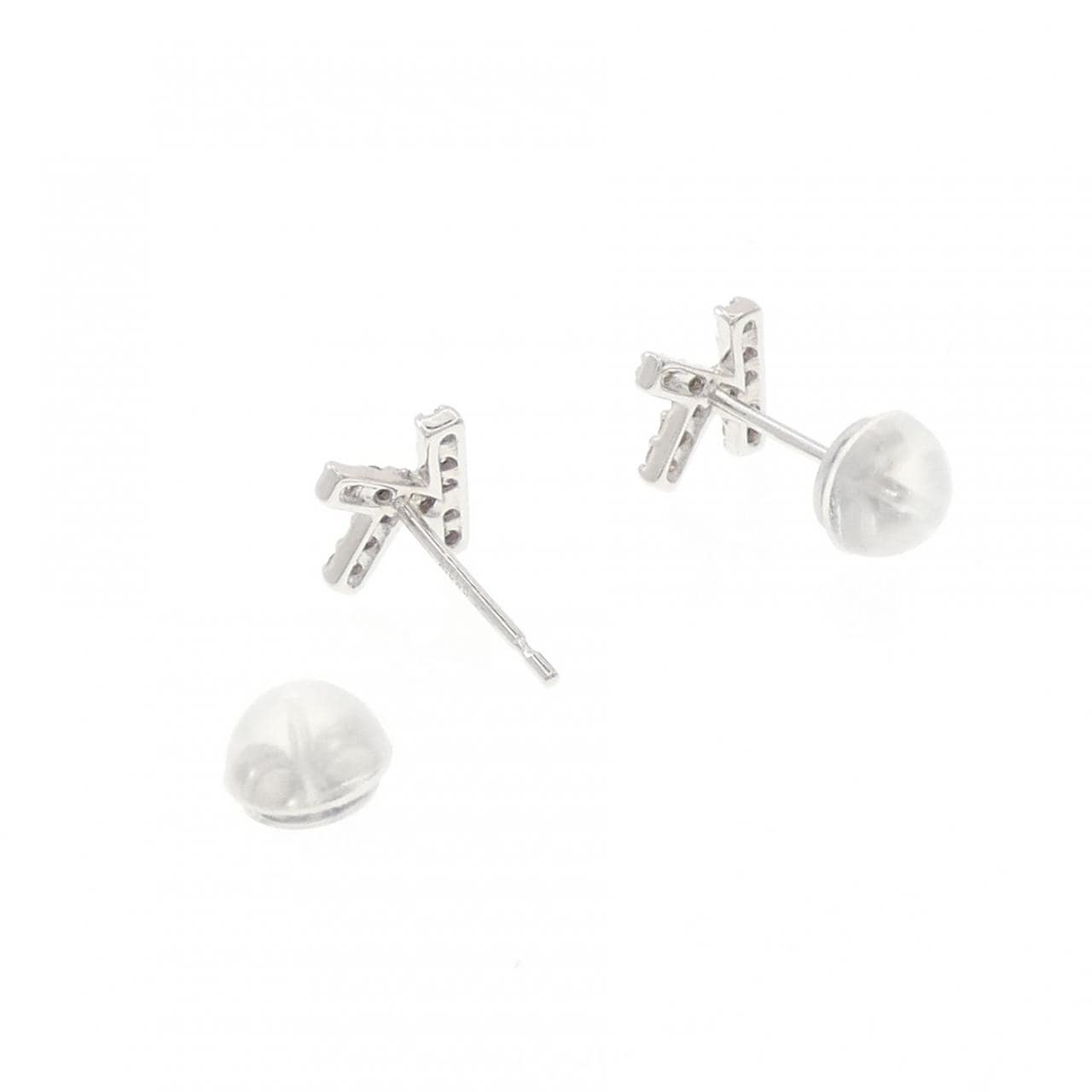 K18WG イニシャルK ダイヤモンド ピアス 0.16CT